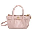 Elegante borsa a mano rosa pallido con design a pieghe e fibbia in metallo dorato - Rosa