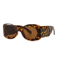 Modern retro wide-arm sunglasses in tortoiseshell frame with brown tinted lenses - Leopard Tea (C5)