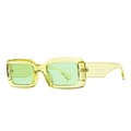Gafas de sol rectangulares retro con montura amarilla fluorescente y lentes verdes - Marco Amarillo Verde Lente Verde (C10)
