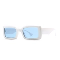 Retro rectangle sunglasses with thick white plastic frame and light blue transparent lenses - White Frame Sky Blue Lens (C3)