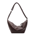 Minimalist deep brown croissant shoulder bag with adjustable strap on white background - Coffee