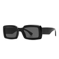Modern rectangular black sunglasses with thick frames and dark grey UV lenses - Black Frame Black Grey Lens (C1)