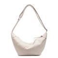 Chic beige croissant bag with quilted faux leather design and wide adjustable shoulder strap - Off White