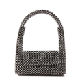Glitzernde silberne Perlen-Handtasche mit gewebtem Kristall-Design für Abendveranstaltungen - Perlmutt-Schwarz