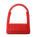 Exquisite rote Perlenhandtasche mit gewebtem Design für elegante Abend- und Partykleidung - Rot