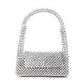 Funkelnde silberne Abendtasche mit Perlen und breitem Henkel für Damen in Festmode - Silber