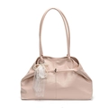 Sac fourre-tout rose en cuir ciré avec pendentif en perles de dentelle élégant - Sans Pendentif / Rose