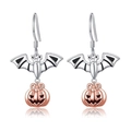 Boucles d'oreilles Halloween avec chauve-souris argentée et citrouille or rose - Argent et Or Rose