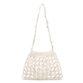 Handgemaakte witte parelhandtas met doorschijnend mesh-ontwerp met pailletten - Imitatie Parel Geweven Stijl / Wit