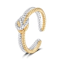 Two-tone twisted rope ring featuring gold and silver interlocking metal bands - Two-Tone Ring