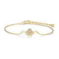 Adjustable golden sun charm bracelet with cubic zirconia and classic link chain - Sun / Gold
