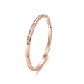 Detailed close-up of a rose gold titanium steel bracelet with pavé square-cut crystals - Rose Gold (33-D-9)