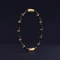 Bamboo style bracelet with black gloss and gold 18K plated stainless steel joints - Black