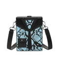 Bolso caja azul con estampado de serpiente y diseño de traje con correa negra - Azul