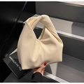 Elegante borsa a mano plissettata bianco crema con manico a nodo per pendolari - Bianco Sporco