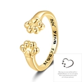 Anillo dorado de huella de gato grabado 'Always with you' con tarjeta de recuerdo - Abierto Ajustable / Anillo Dorado Con Tarjeta