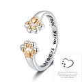Anillo ajustable de huella de gato en oro rosa y plata con grabado Always with you - Abierto Ajustable / Anillo Bicolor Con Tarjeta