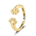 Bague ouverte patte de chat dorée ajustable avec gravure 'Always with you' - Ouvert Réglable / Couleur Or