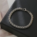 Polished silver stainless steel spiga chain bracelet with secure lobster clasp finish - Braided Bracelet / 17cm6cm / Steel