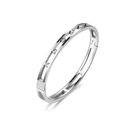 Detailed macro view of silver hollowed-out stainless steel bangle with inlaid crystals - Steel Color Hollow Rhinestone Bangle