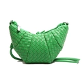 Handwoven emerald green dumpling crossbody bag with luxury texture and knotted strap - Green