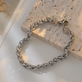 Braided silver stainless steel chain bracelet with wheat texture and lobster clasp - Braided Bracelet / 21cm6cm / Steel