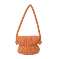 Orange padded cloud shoulder bag with vertical quilting and soft puffy texture - Orange
