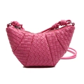 Bright pink hand-woven crescent shoulder bag with high-end texture and top handle - Rose Red