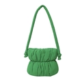 Vibrant green cloud-style shoulder bag with puffy quilted fabric and matching strap - Green