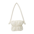 Puffy cloud shoulder bag in creamy white with soft padded texture and knotted strap - White
