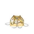 Bolso saco dorado metalizado con calaveras en relieve y correa de cadena plata - Dorado