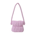 Pink quilted puffer cloud shoulder bag with padded strap and soft puffy texture - Pink