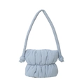 Quilted light blue puffer shoulder bag with stylish knot details and soft padded texture - Sky Blue