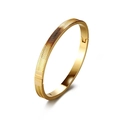 Detail of gold-colored stainless steel bracelet with wave pattern and hidden clasp - Gold (33-B-9 Gold)
