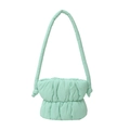 Mint green quilted cloud shoulder bag with padded strap and soft puffed texture - Lake Green