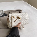 Chic white hand-woven crossbody bag with a golden metal buckle and premium texture - White
