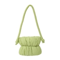 Quilted light green puffy shoulder bag with knotted strap and minimalist cloud design - Light Green