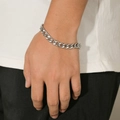 Chunky silver stainless steel Cuban link bracelet for women in minimalist style - Medium / Thin Cuban Chain / Silver