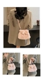 Pink plush bunny bucket bag with rabbit ears design and detachable shoulder strap - Pink