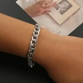 Silver chunky stainless steel Cuban link bracelet for women with minimalist design - Medium / Thick Cuban Chain / Silver