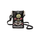 Sac bandoulière noir à paillettes pour téléphone avec broderie de fille de dessin animé - Fille Sucette Noir