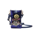 Petit sac bandoulière bleu à paillettes avec motif cartoon et bandoulière cuir - Fille Sucette Bleu