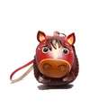 Miniature horse leather coin purse in burgundy red and tan with handmade stitching - Red