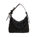 Elegante schwarze gesteppte Hobo-Tasche mit Matelassé-Struktur und stilvoller Schleife - Schwarz