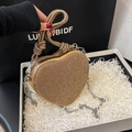 Borsa da sera a cuore dorata con strass, manico annodato e tracolla a catena da donna - Oro
