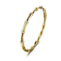 Détail du bracelet en acier titane doré style bambou avec accents en cristaux brillants - Style Bambou Zirconium Blanc (40甲-D-4)