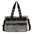 Borsa tote in tela a righe stile punk con borchie in metallo e tracolla larga rimovibile - Strisce Bianche e Nere