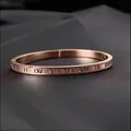 Elegant rose gold Roman numeral bangle in durable stainless steel with a polished finish - Rose Gold Roman Numeral (40甲-D-10)