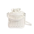 Secchiello intrecciato bianco con borsa interna a coulisse e tracolla sottile - Bianco