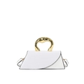 Bolso trapezoidal blanco con textura de cocodrilo y asa de metal dorado único - Blanco